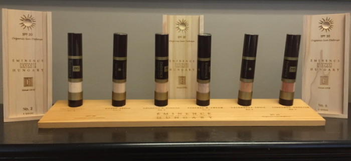 display of Eminence products on a shelf