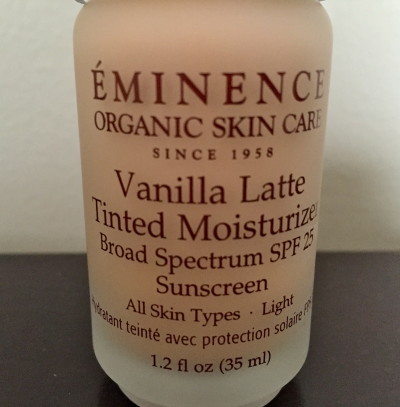 close up of a bottle of Eminence Organic Skin Care Vanilla Latte Tinted Moisturizer